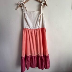 NWT Marc New York Colorblock Tiered Midi Dress | Bow Straps | Size L